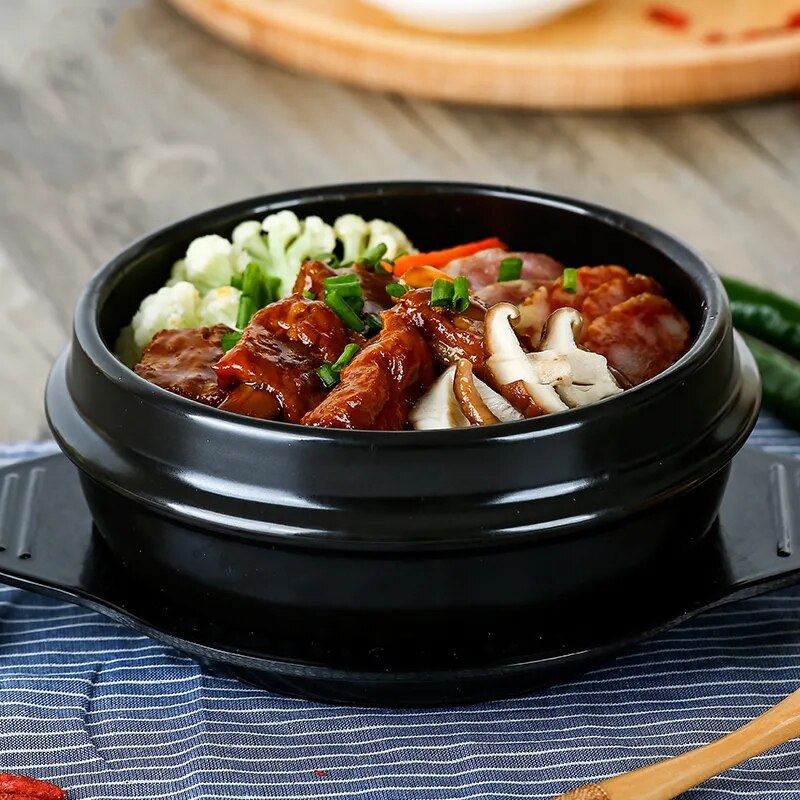 Korean Ceramic Bowl Korean Dolsot for Bibimbap Soup and Other Food with Tray Pig Ceramic Pot Korean Pot Stone Bowl Cooking Pot