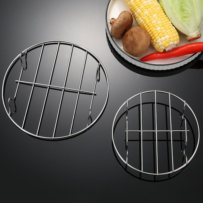 304 Stainless Steel Baking Cooking Steaming Racks Pot Steamers Air Fryer Round Steaming Tray Cooking Rack Kitchen Accessories