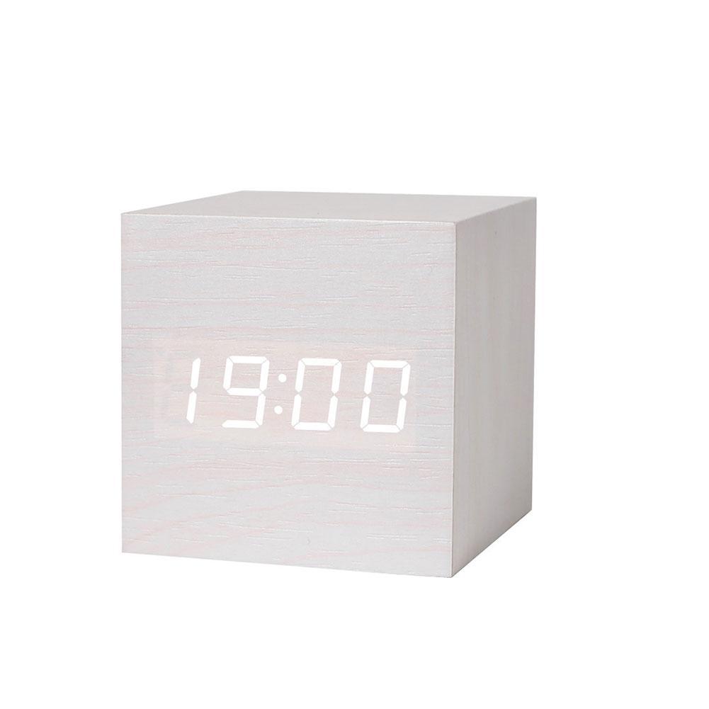 Alarm Clock LED Wooden Watch Table Voice Control Digital Wood Despertador USB/AAA Powered Electronic Desktop Clocks: K