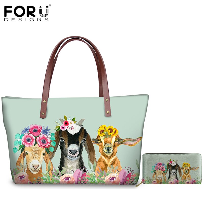 FORUDESIGNS Kawaii Chihuahua wzór Zipper torebki wysokiej jakości duże torby na ramię dla kobiet rozrywka 2 sztuk/zestaw torby na ramię: AMYY023AL-Z21