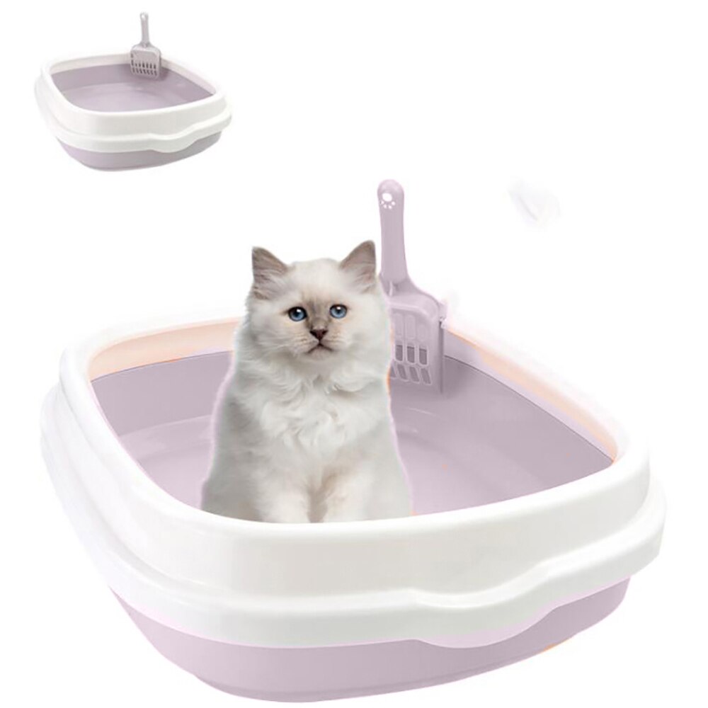 Cat Litter Tray semi-enclosed litter box Simple and Open Semi-enclosed Cat Durable Plastic style