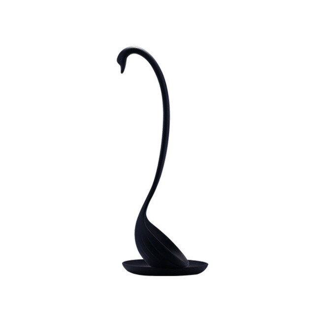 Melon Creatived Multifunction Long Handle Swan Spoon Soup Wheat Straw Tableware Dinnerware Kitchen Tools: Black