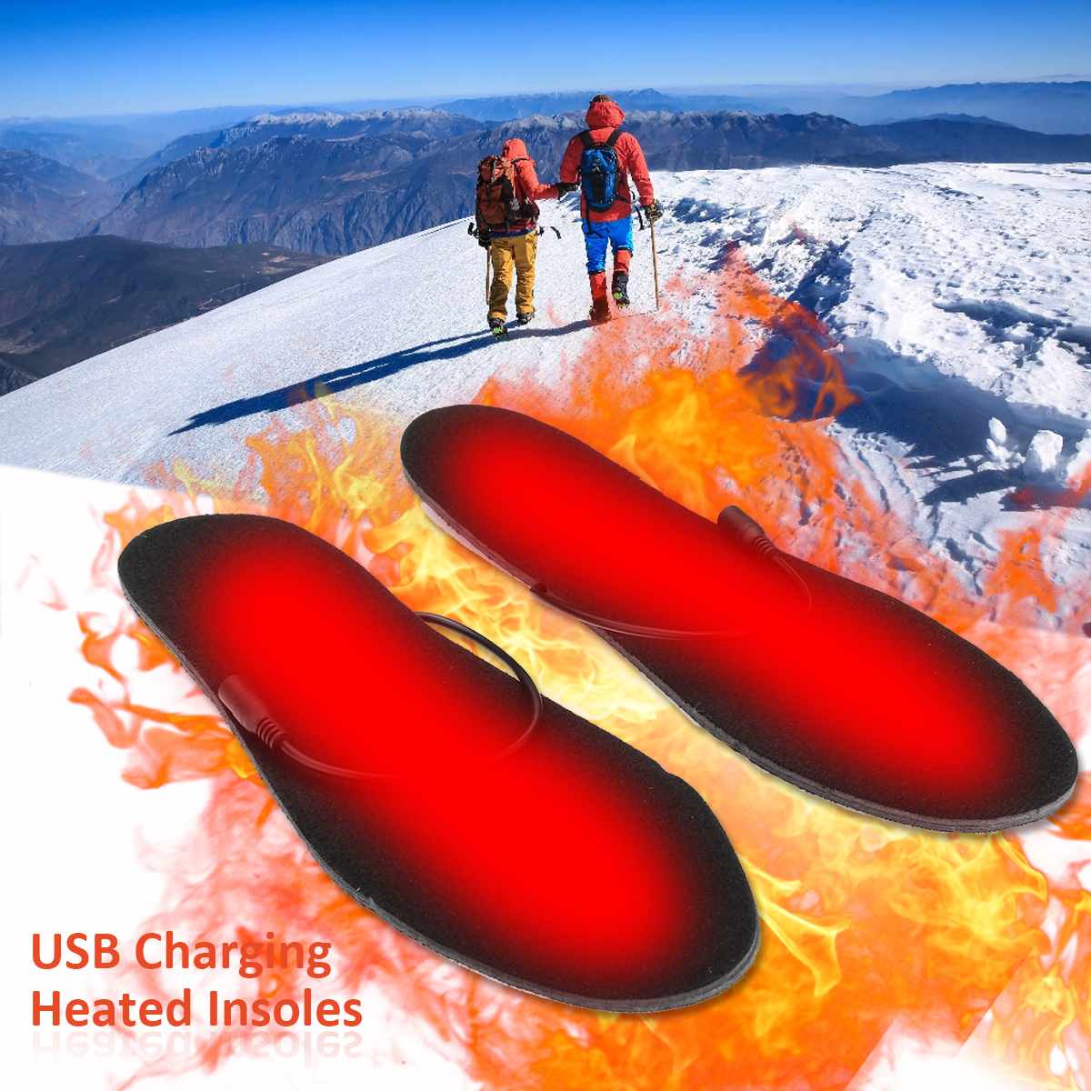 Electric Heated Insoles Winter Men Women Heated Shoe Inserts Charged Insoles for Shoes Boot Warm Socks USB Charging Cables