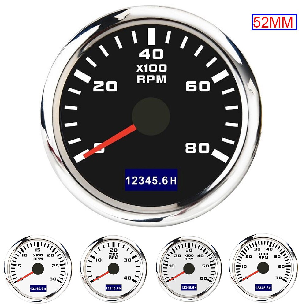 Tachymètre de bateau 52mm, 3000/4000/6000/7000/8000RPM, compteur de tachymètre, rétro-éclairage rouge, avec écran LCD, capteur de tachymètre
