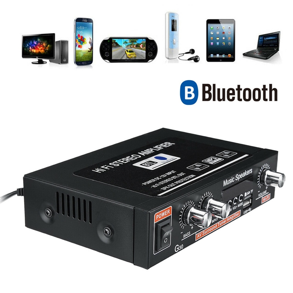 Universele G30 Hifi Bluetooth Car Audio Eindversterker Fm Radio Speler Ondersteuning Sd/Usb/Dvd/MP3 Met afstandsbediening