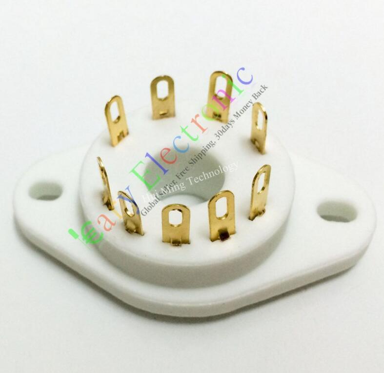 Ceramic tube socket 9 pin tube socket GZC9-P GZC9-P-G silver foot for RS1003 F3A F2A RF tube amplfier: GZC9-P-G 1pcs
