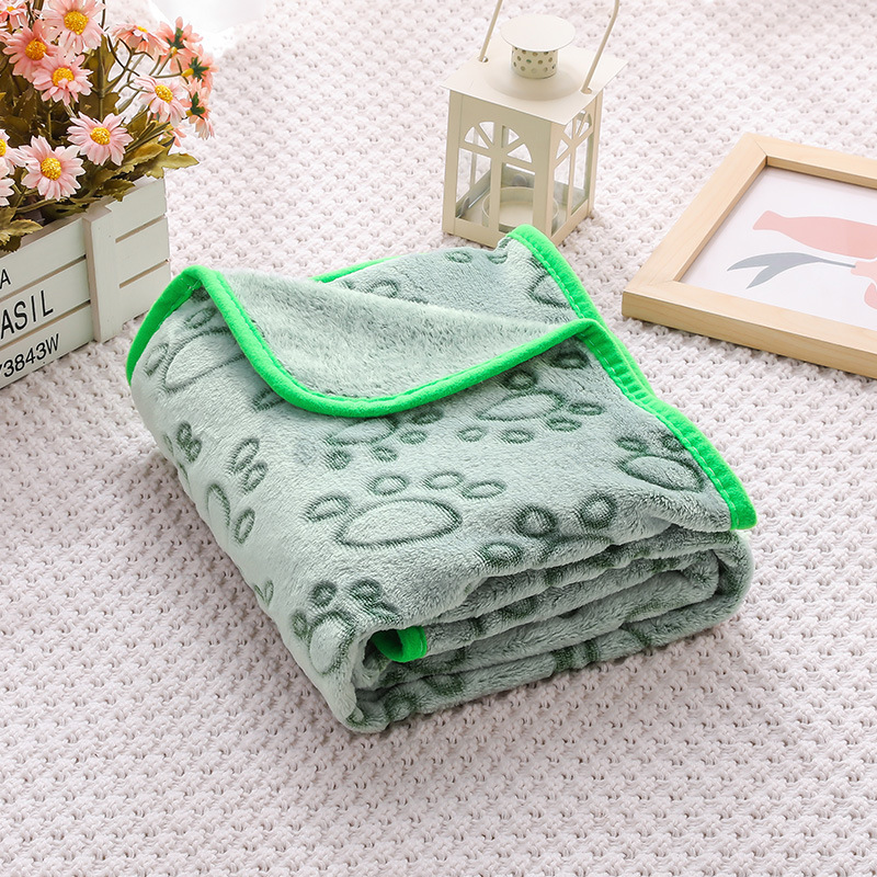 Zachte flanellen huisdierdeken voor honden, katten, schattige pootafdruk, warme mat, kleine, middelgrote honden, katten, deken, wasbare huisdierbenodigdheden: S / groen