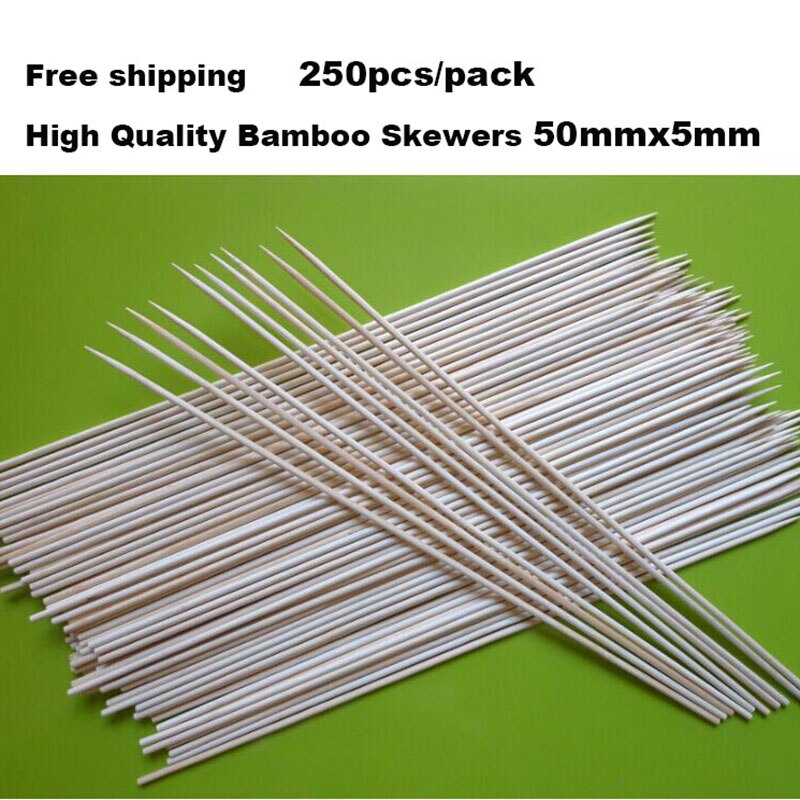 Juego de pinchos de madera para barbacoa, palitos de bambú Natural de para , 50x5mm, 250 unids/paquete,