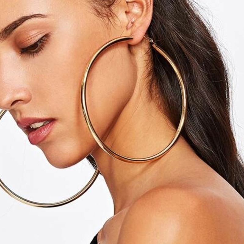 100mm Diameter Big Hoop Earrings For Women Large Metal Statement Earrings Party Jewelry Accessories UKMOC