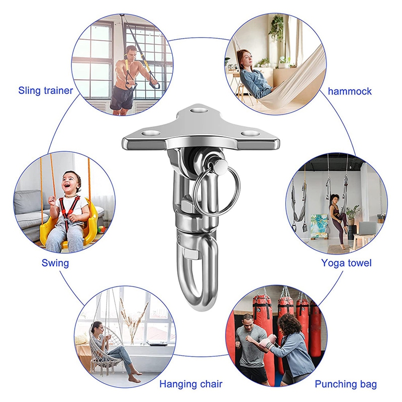 Gancho de techo para silla colgante, gancho de techo giratorio de 360 °, suspensión oscilante, carga de 450KG de capacidad, para bolsa de arena, hamaca, Yoga,Etc