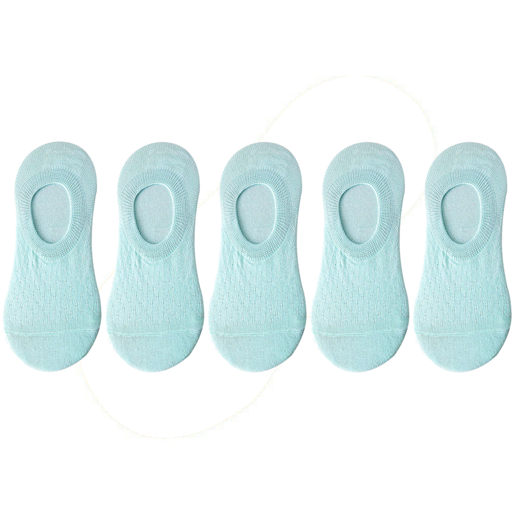 10 Pieces 5 Pairs Women Sock Slippers Set Solid Color Invisible Boat Socks Breathable Non-slip Silicone No Show Short Ankle Sock: Mint