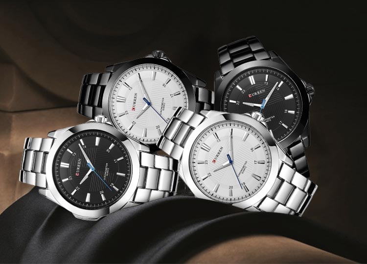 Merk curren eenvoudige wijzerplaat klassieke horloges volledig stalen quartz heren polshorloge zilveren klok reloj hombre
