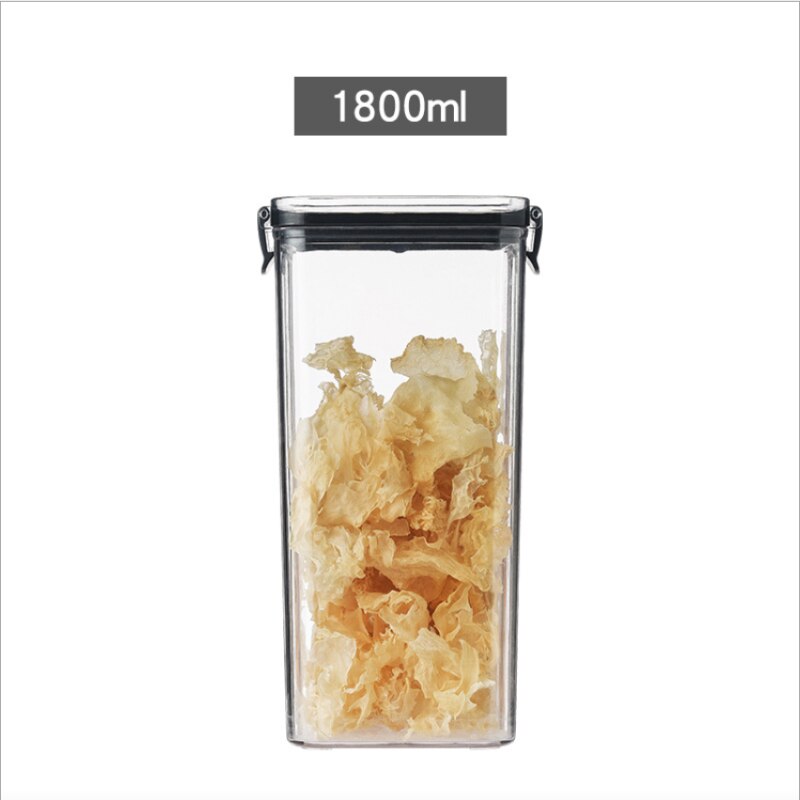 Food Storage Box Plastic Storage Kitchen Containers Food Glass Jars For Bulk Cereals Fridge Organizer Transparent Box For Home: 1800ml