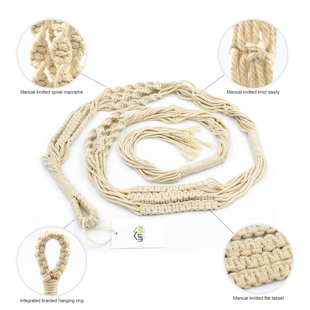 WITUSE 1PC Macrame Plants Hanger Hook 4 Legs Retro Flower Pot Hanging Rope Holder String Home Garden Balcony Decoration Wall Art