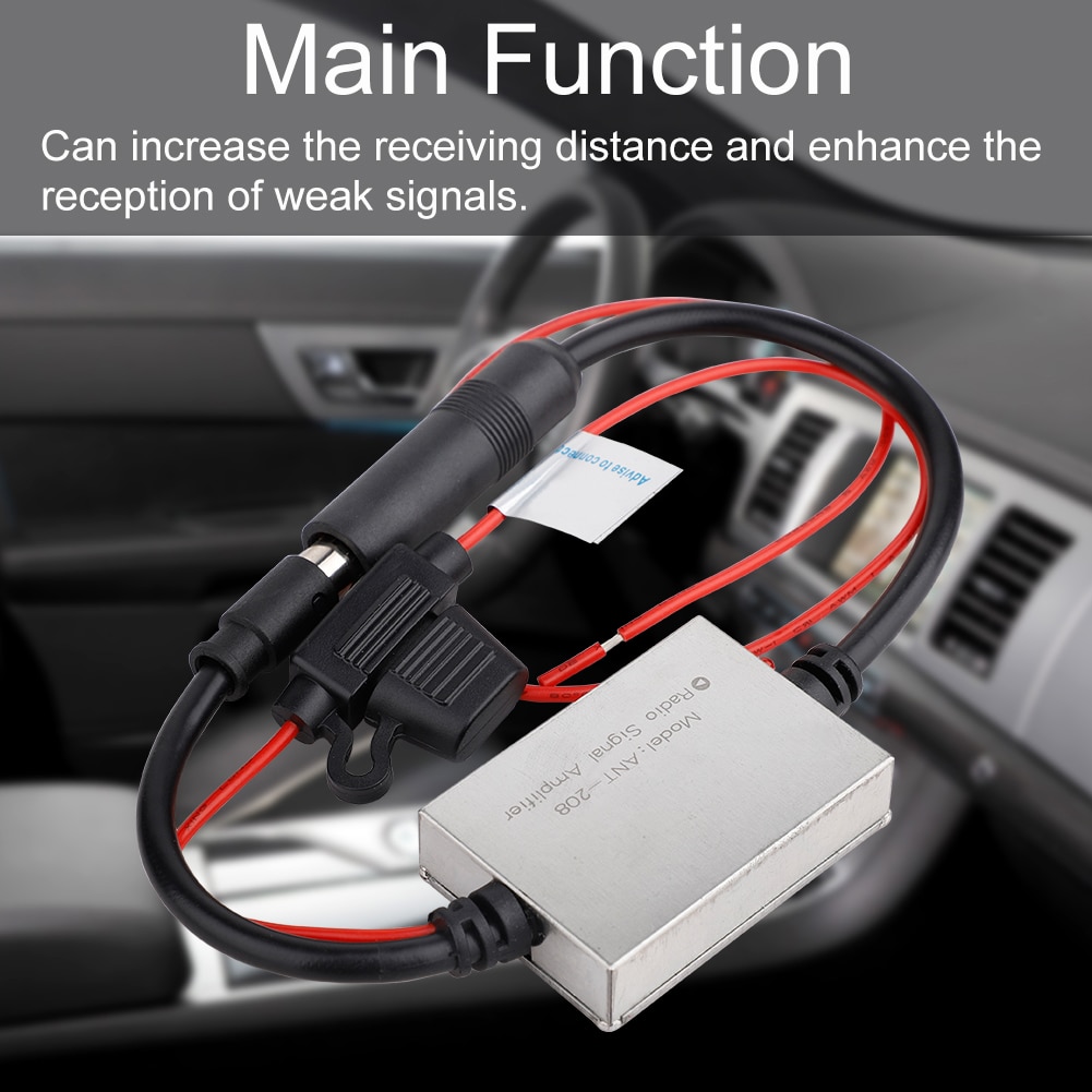 AMPLIFICADOR DE señal FM Anti-interferencia, antena de Metal para coche, Radio Universal, amplificador FM para coche Universal, 12V