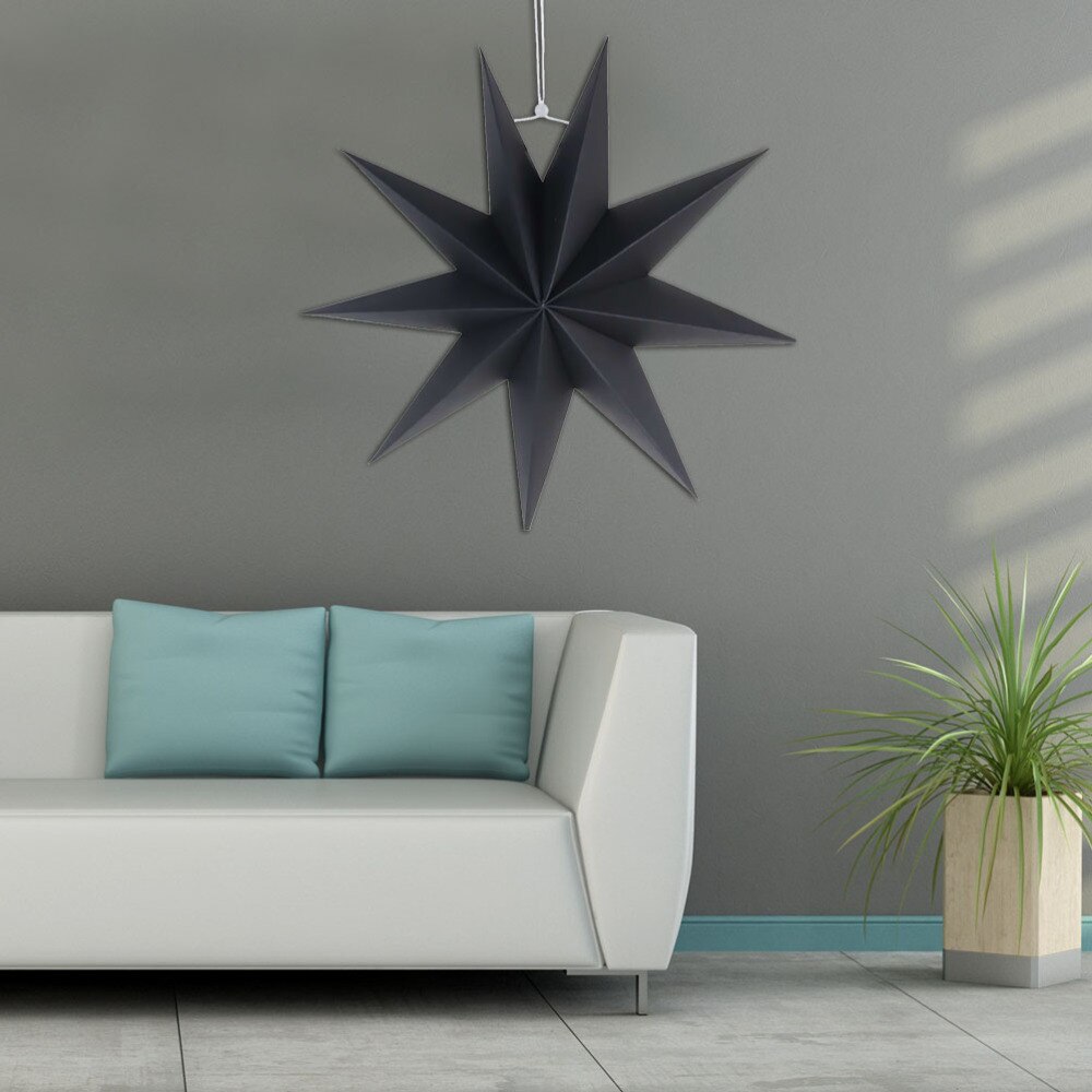 Paper Lamp Shade Handmade Star Lantern Lamp Accessory 30cm(Orange): Black