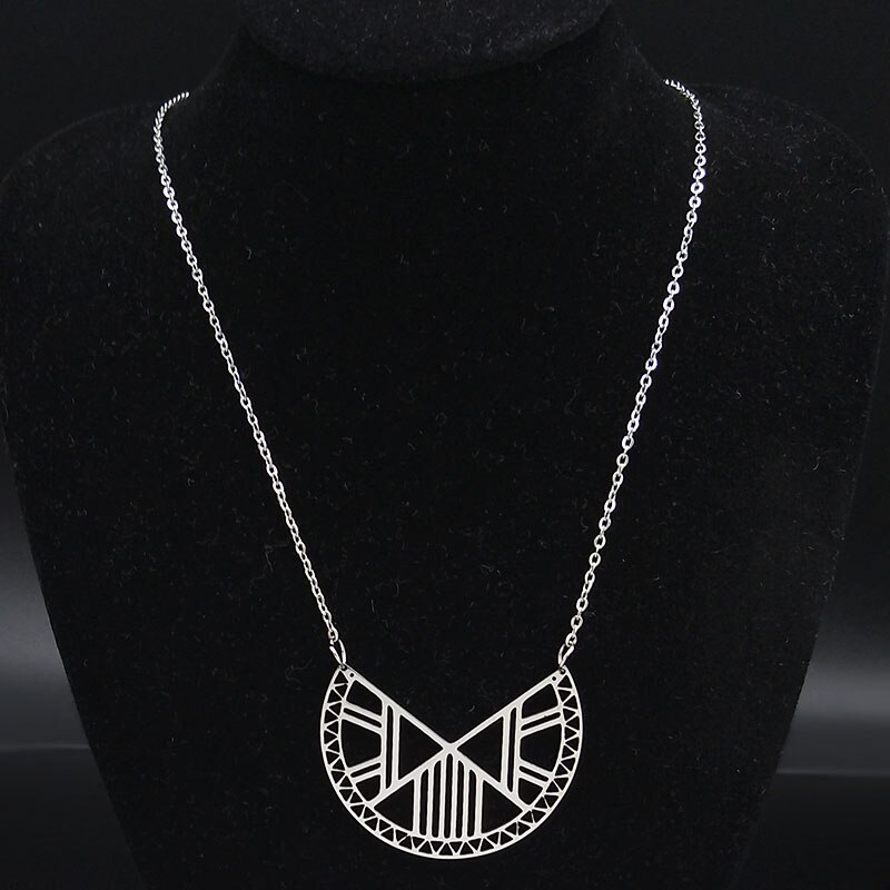 Bohemen Geometrische Rvs Ketting Ketting Voor Vrouwen Zilveren Kleur Kettingen Sieraden Colgantes Mujer Moda N627