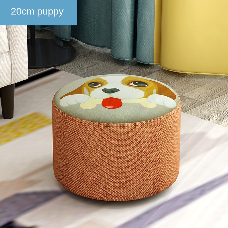 Nordic Household Small Stool Bench Low Sofa Stool Fabric Round Small Chair Shoe Changing Small Wooden Stool: 20X28CM-H
