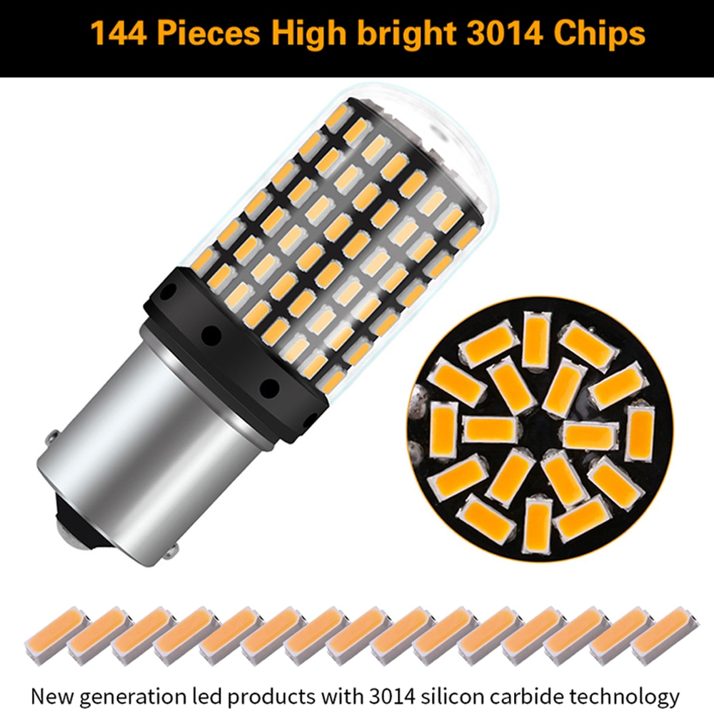 Luz Led de marcha atrás para coche, Bombilla de señal de giro automática, superbrillante, BA15S, P21W, 1157, BAY15D, P21/5W, 12V, blanco, rojo
