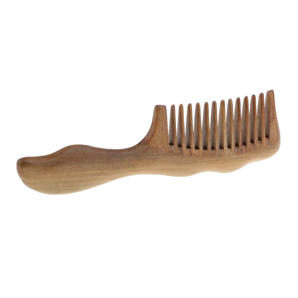 Pro brosse à cheveux en bois bois, peigne à dents large en bois de santal vert, brosse de Massage antistatique du cuir chevelu de poche