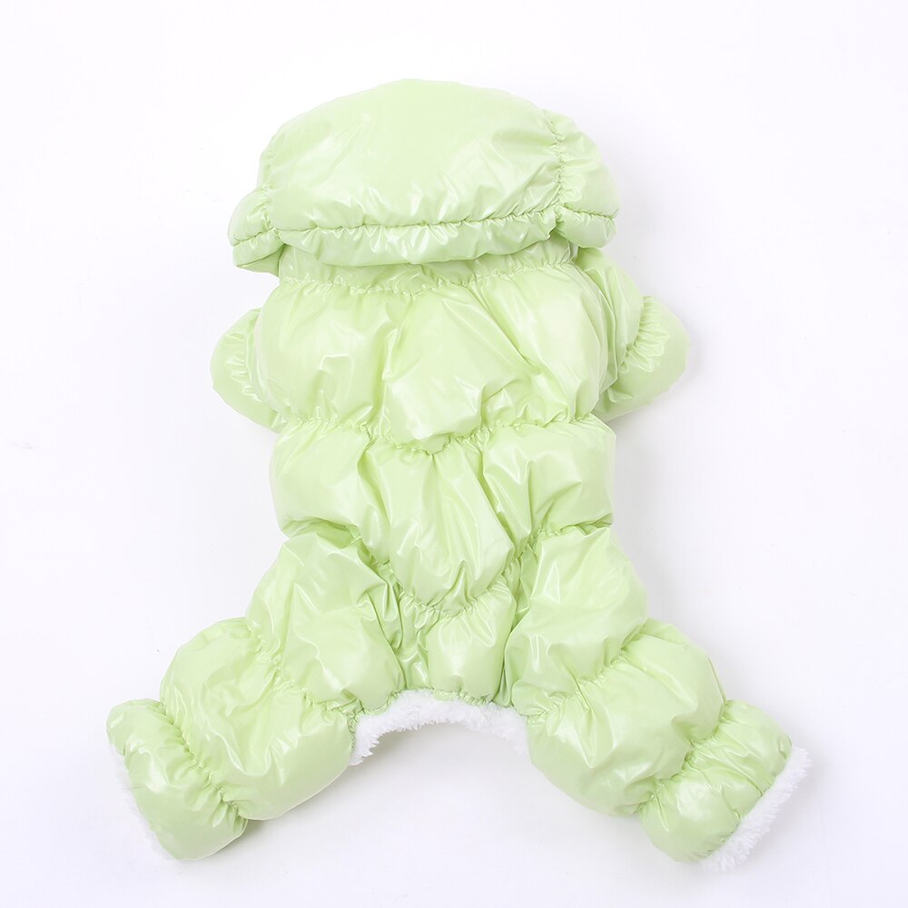 Mono de invierno para perros y gatos, Sudadera con capucha de cuero PU, ropa impermeable para mascotas, abrigo para cachorros, chaqueta, traje cálido, 6 colores: M / Verde claro