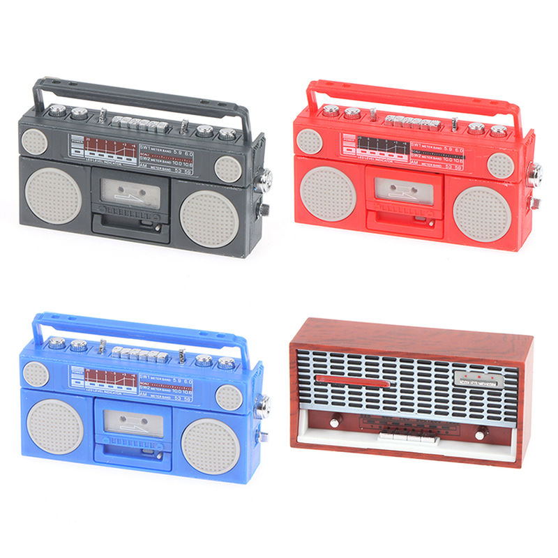 1:12 Dollhouse Miniatuur Ouderwetse Radio Recorder Model Retro Radio Model Meubels Accessoires Speelgoed