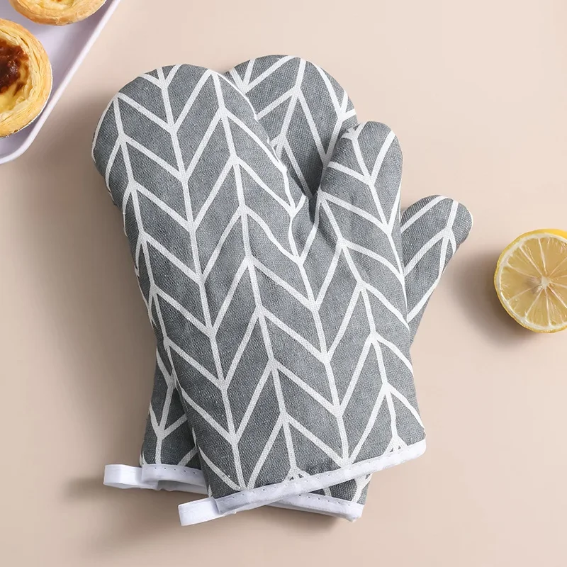 2pcs Kitchen Potholders Pad and Stove Oven Gloves Set Mitts Heat Resistant Thermal Anti-heat Take Pot Cooking Baking Gloves: Pink