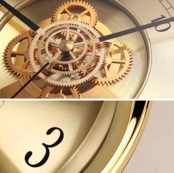 For Hotel Study Room Office living room luxury Golden Wall Clock Modern European Style Quartz Wall Clocks home Deco