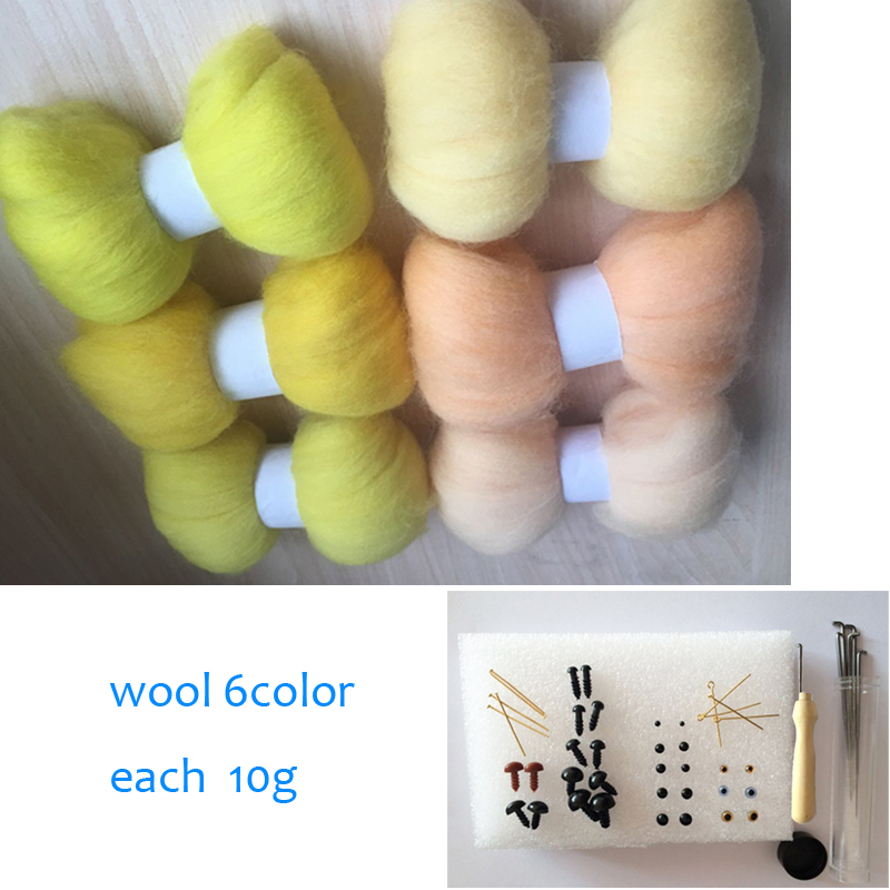 WFPFBEC 70 S wol voor vilten 100% wol merino vilt in handwerken wol roving DIY set 10 g/zak 6 kleuren