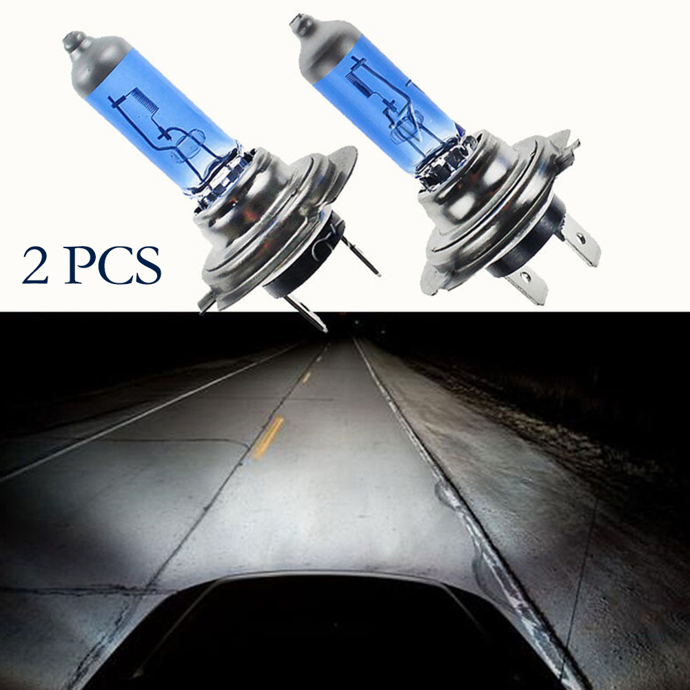 Bombilla halógena H7 para coche, faro de luz blanca de 55W, 12V, 6000K, tubo de cristal de cuarzo, superbrillante, 2 piezas