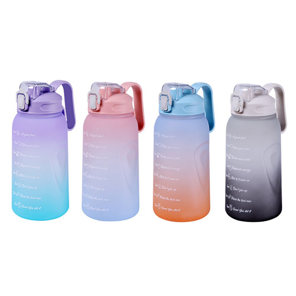 2 Liter Water Fles Met Stro Grote Capaciteit Tritan Bpa Gratis Motievencitaat Tijd Marker Fitness Kannen