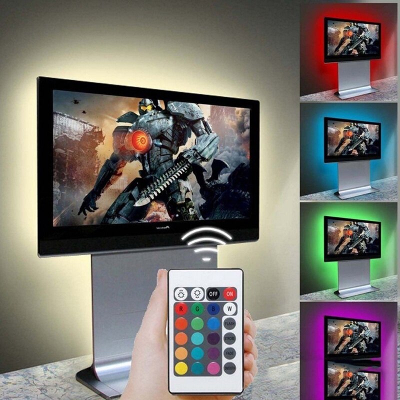 DC 5V USB 30 LED/m 5050 RGB Non Waterproof Flexible LED Strip Light TV Back Lighting+24 Key Remote