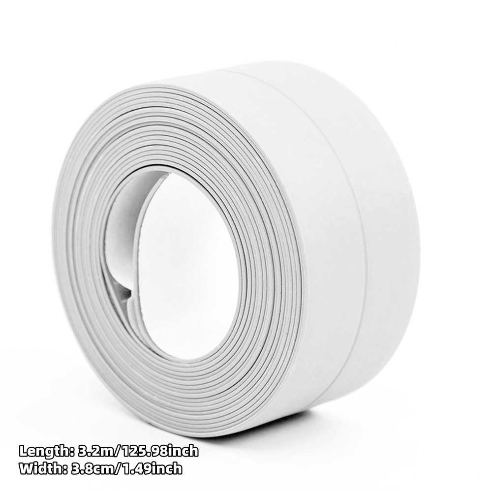Waterproof Self Adhesive PVC Sealant Tape for Bathtub Toilet Sink Countertop Shower Tile Bathroom Kitchen Leak Proof Durable Cau: WHITE