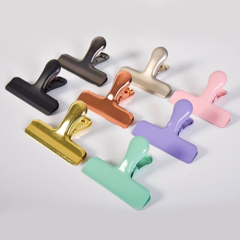 Large Bull Clip Stainless Steel Paper Clamp Colorful Hinge Clips File Clip Office Supplies for Receipt Document Food Bag