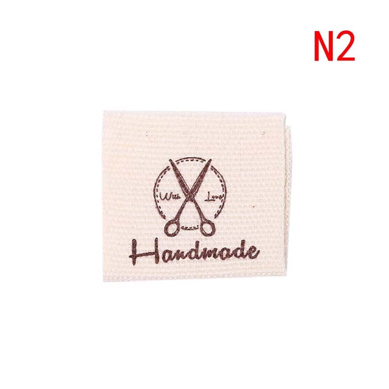 50 stücke baumwolle handgemachte kleidung Etikett handgemachte geprägte Etikett kleidung näHenne zubehör DIY Logo zeichen: N2