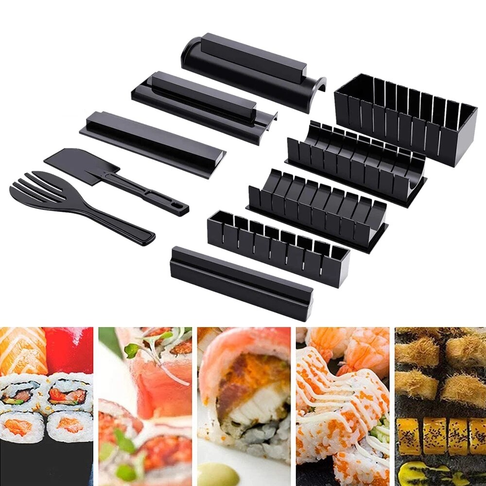 Sushi Maker Equipment Kit Japanese Rice Ball Roll Mold Bazooka Multifunctional Mould Making Sushi Tools Kitchen Gadgets Black