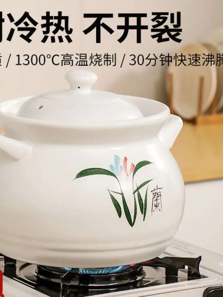 Ceramic Clay Soup Pot High Temperature Casserole Pot Thick Bottom Food Stewpan Cooking Kitchen Cookware Stew Pot