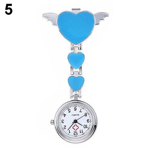 Women Lady Cute Love Heart Quartz Fob Brooch Nurse Pocket Watch For Girls Bright Color: Sky Blue