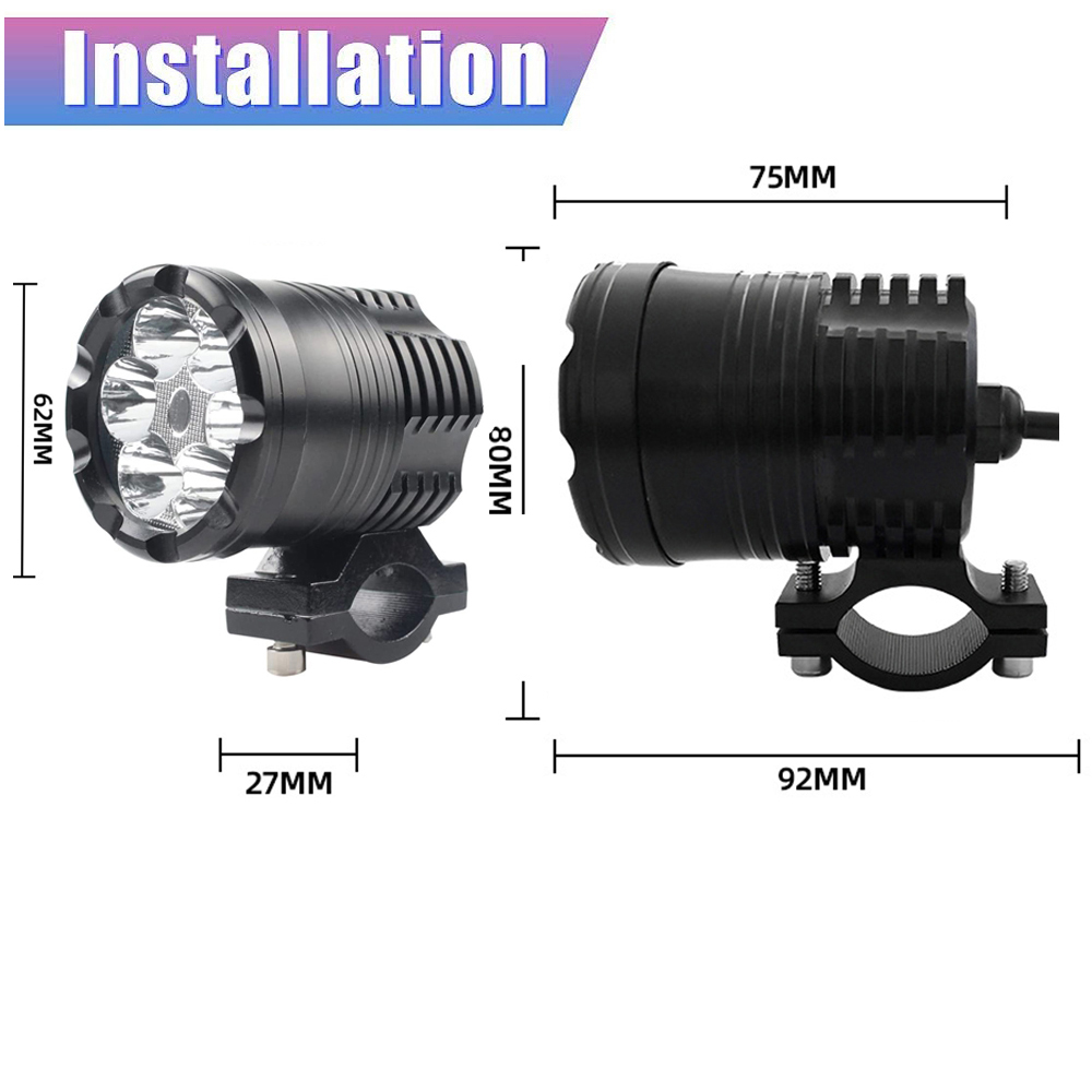 Faros delanteros Led adicionales de 60W para motocicleta, foco Universal para Moto, faro LED auxiliar para motocicleta, lámpara de coche de 12V y 24V, 2 uds.