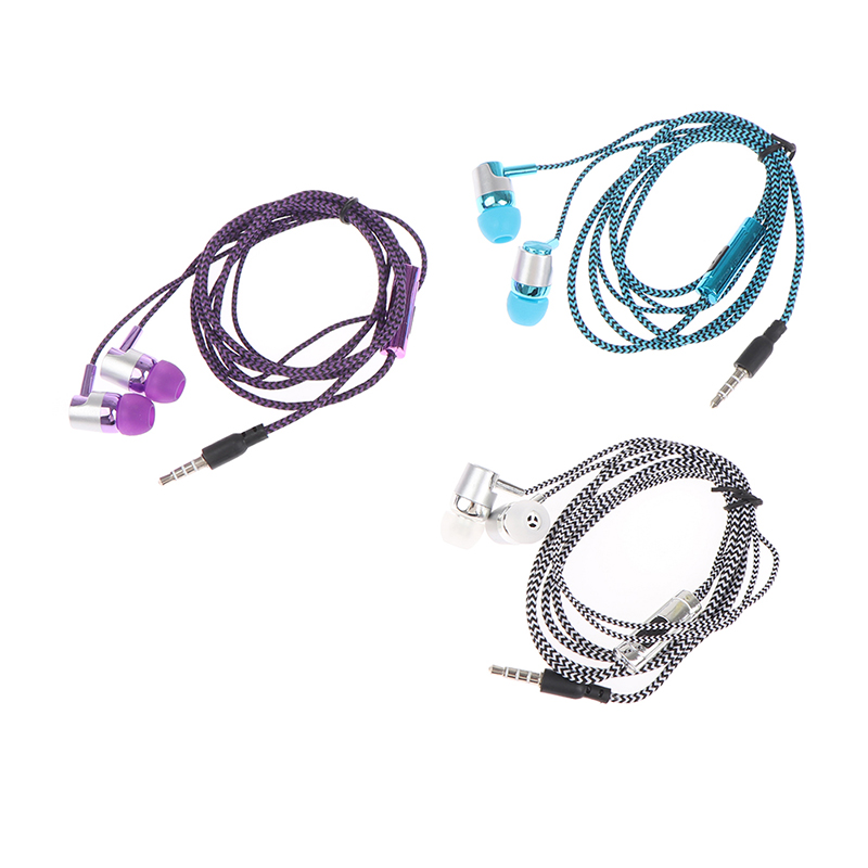 1pc stereo-ohrhörer mit kabel (nylon-geflechtkabel), headset mit mikrofon für xiaomi, laptops, smartphones und huawei