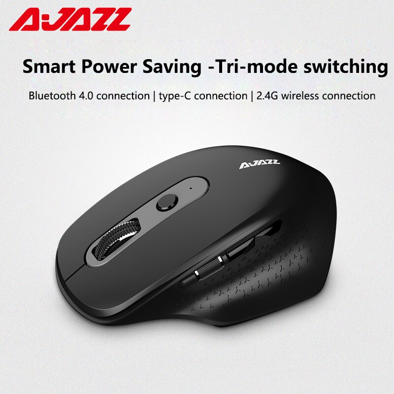 Ajazz I660T Bluetooth Muis Oplaadbare Drie Mode 2.4G Draadloze Bt Computer Muis Side Roller Ergonomische Muis Voor Laptop Pc