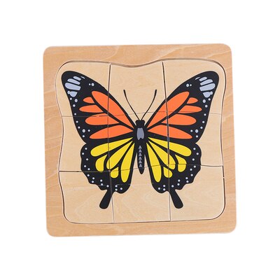 Multi Schichten Holz Puzzle Lebensdauer Zyklus von Mann Frau Frosch Sonnenblume Schmetterling Rätsel für freundlicher Montersial Wissenschaft Materialien: Schmetterling