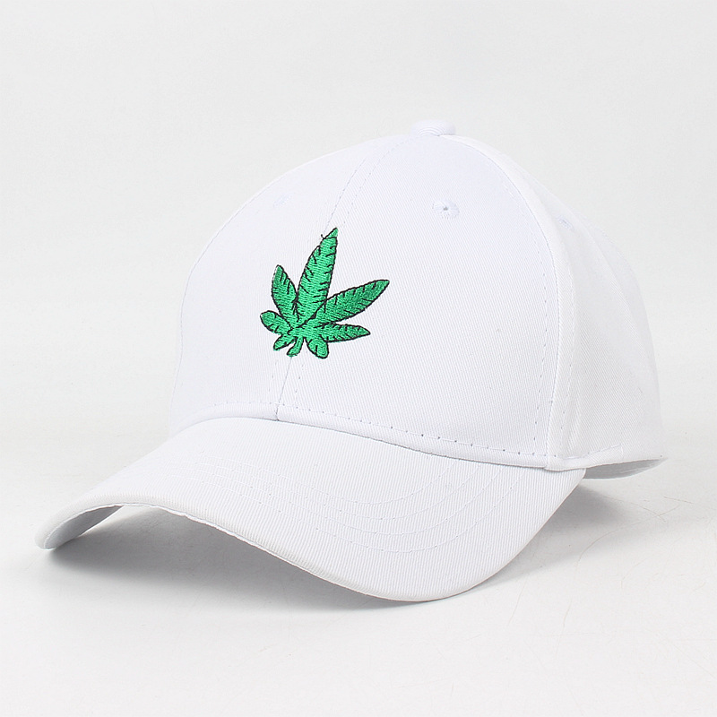 Mannen Maple Wietblad Borduren Baseball Hoed Vermijden Outdoor Zon Vrouwen Beste Verstelbare Reizen Baseball Cap: WHITE