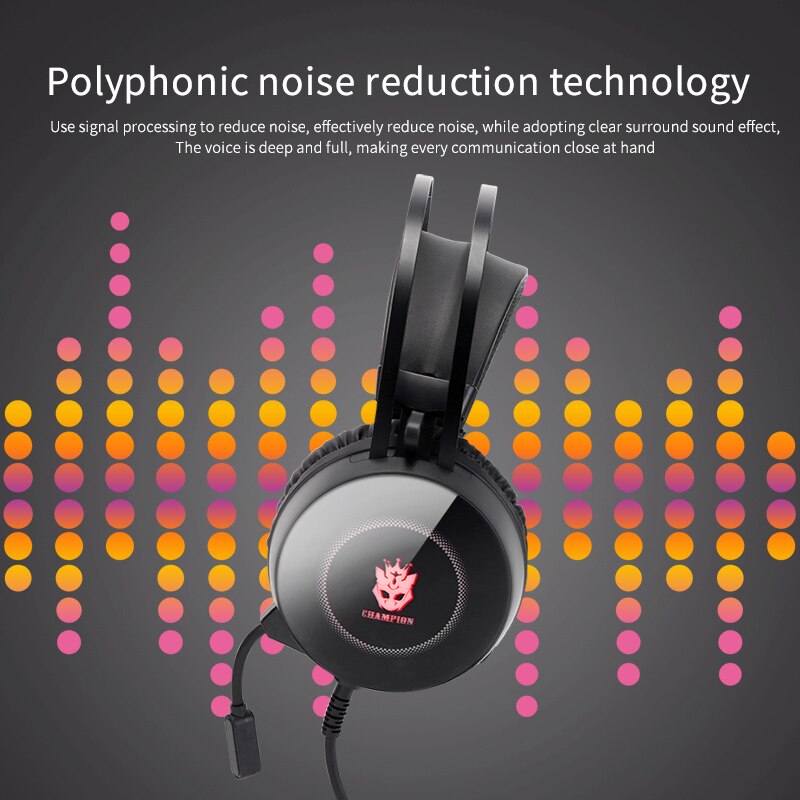 7.1 Stereo LED Gaming Headset For Laptop, Over Ear Wired Gamer Headphone with Microphone PC Computer Phone Tablet Helmet
