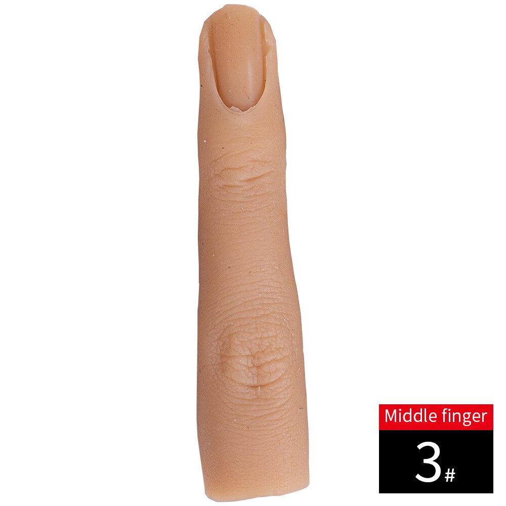 Nail Art Silicone Practice Single Finger Female Mannequin Finger with Flexible Finger Adjustment For Nails Display: No. 3 Finger