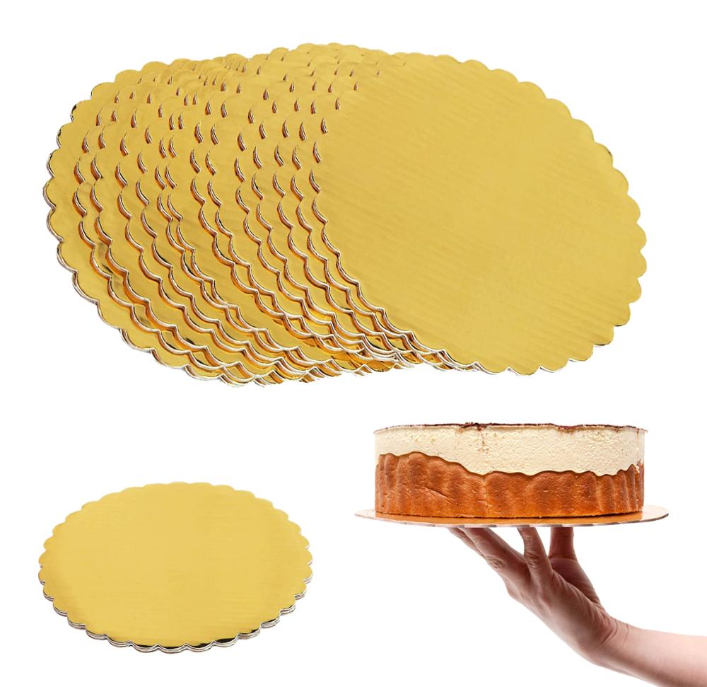 10PCS Gold Cakeboard Round,Disposable Cake Circle Base Boards Cake Plate Round Coated Circle Cakeboard Base