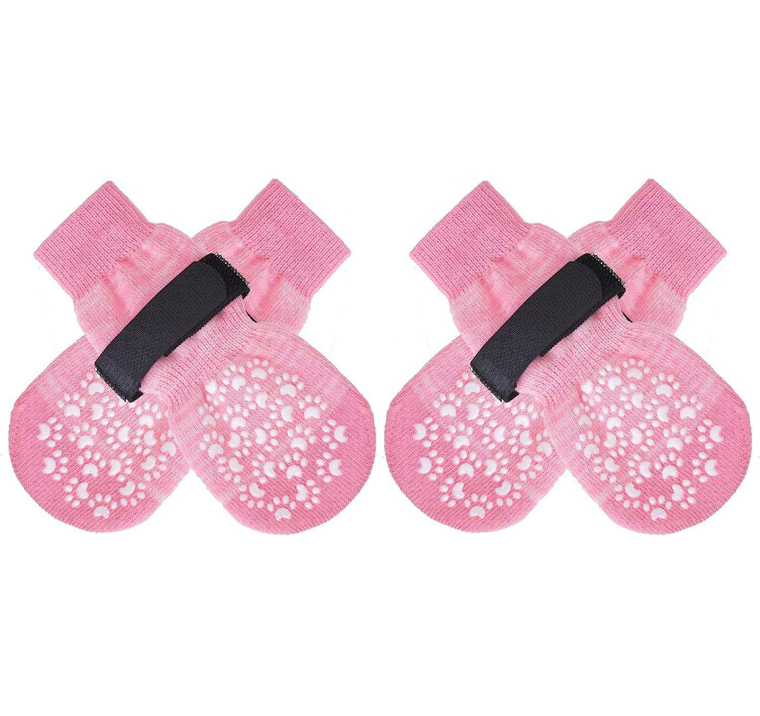 4 unids/set calcetines antideslizantes para perros 4 Uds Protector de pata Control de tracción ropa interior ajustable tejida con refuerzo de goma: L / Champán