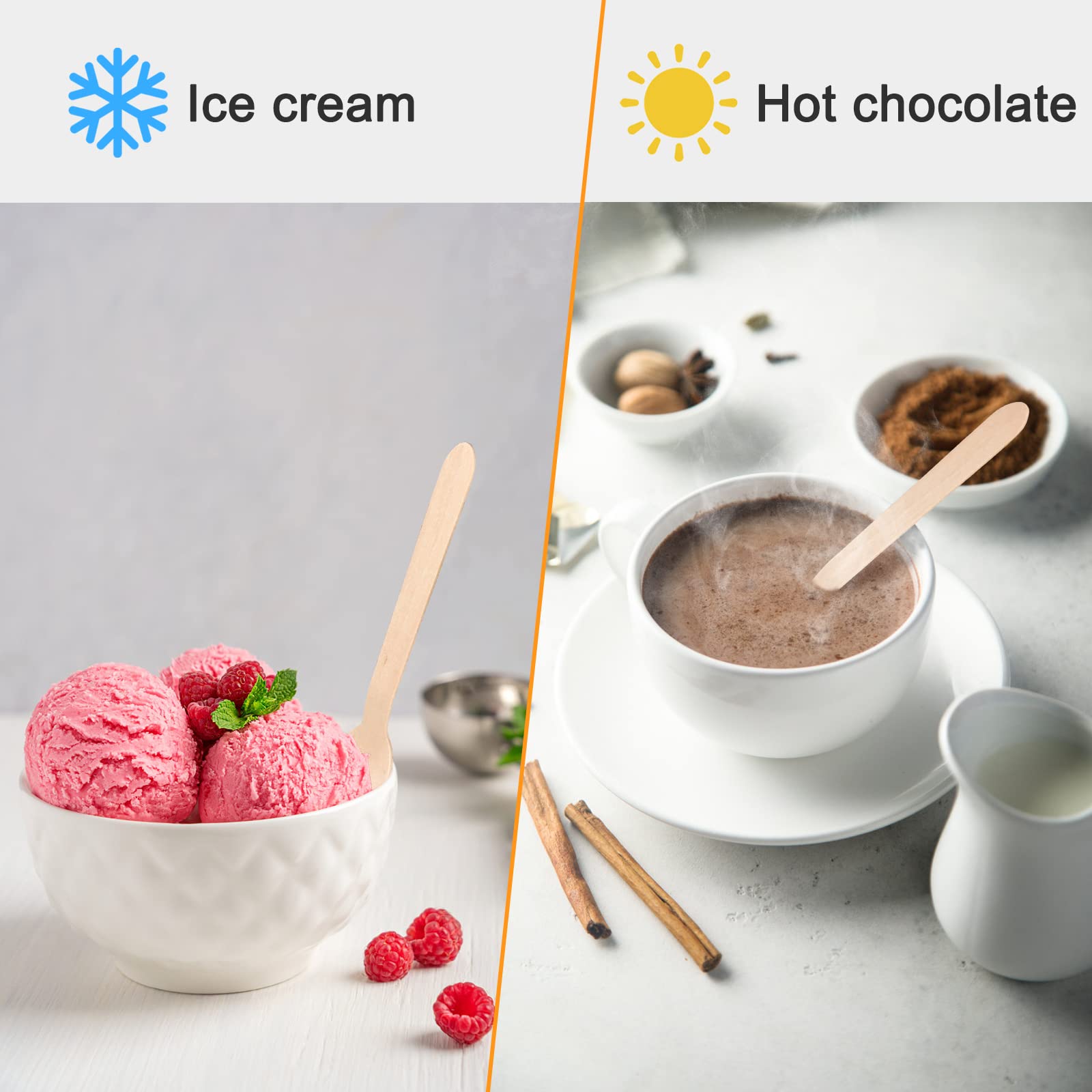 Cucharas de madera desechables para degustación de muestreo, yogur, helado, tenedores de postre, vajilla para de boda, cuchara de madera, 50/100 Uds.