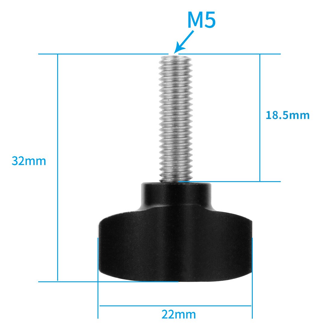 M5 x 18mm Hand Knob Screw Stainless Steel Bolt Metal T Head Hand Tighten Clamping Manual Handle Screw for Gopro 9 8 (Pack of 3): 3x 32mm Screws Black