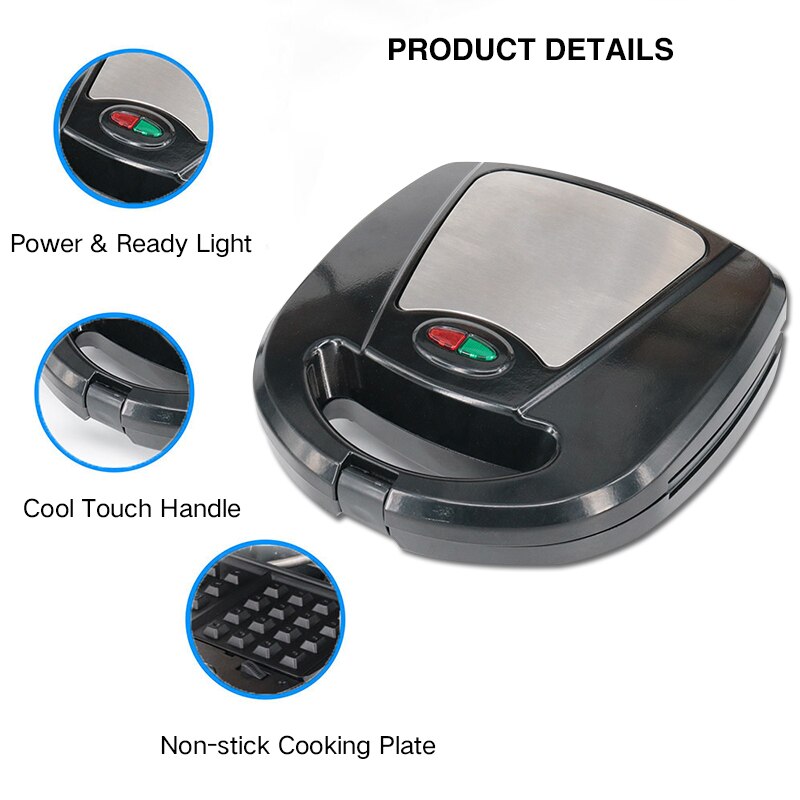 3 in 1 Sandwich Panini Waffle Maker Machine Wafer Bubble Egg Cake Oven Breakfast Electric Sandwich Beef Waffle-Maker Machine